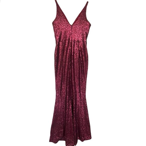 DRESS THE POPULATION Women’s Harper Berry Sequin Mermaid Gown XL - Picture 5 of 6